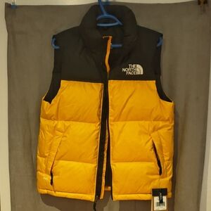 The North Face Yellow and Black Puffer Vest